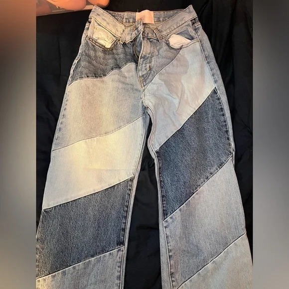 Revice 90's Baby Candy Shop Candy Stripe Denim Jeans Wide Leg High Waisted Fit - Picture 10 of 13